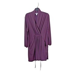 Bar III Woman's Purple Knit Tunic Dress With Pockets & Tie Size XL